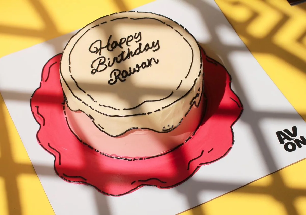 Comic Cake with cartoon-style outlines by Avon Cake
