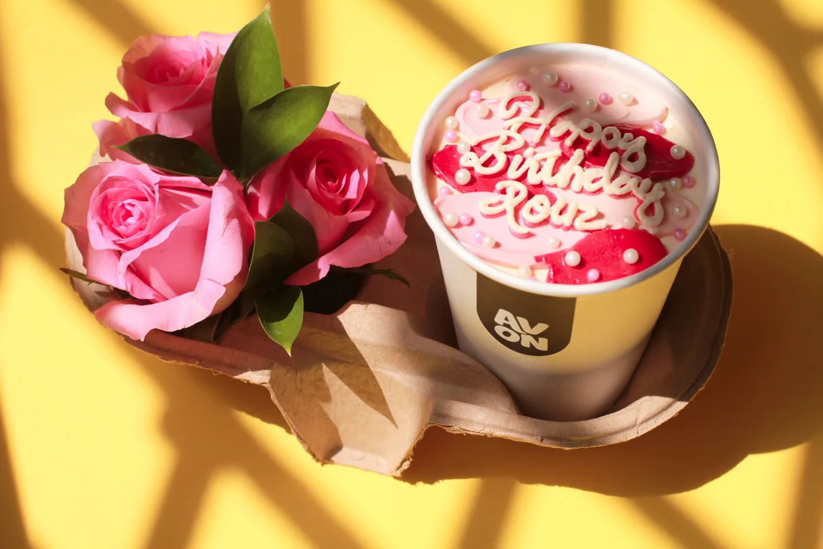Cake in a cup with colour gradients by Avon Cake